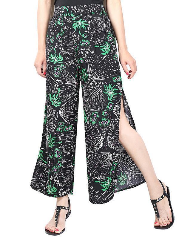 Pretty Chiffon Floral Split-Side Wide Leg Long Pant