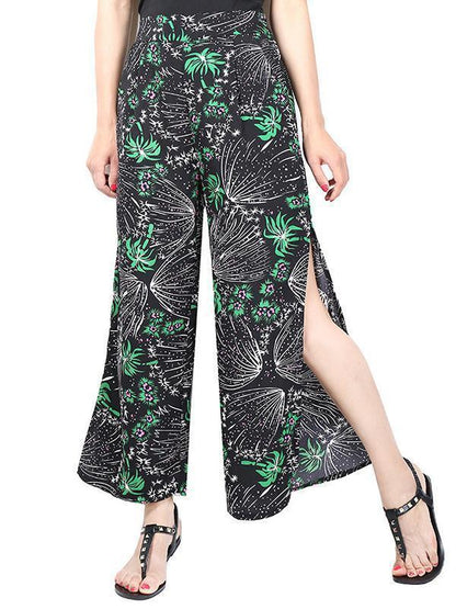 Pretty Chiffon Floral Split-Side Wide Leg Long Pant