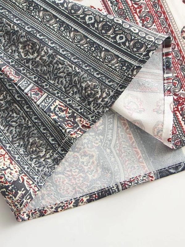 Printed Off-The-Shoulder Flared Sleeves Bohemia T-Shirt Tops