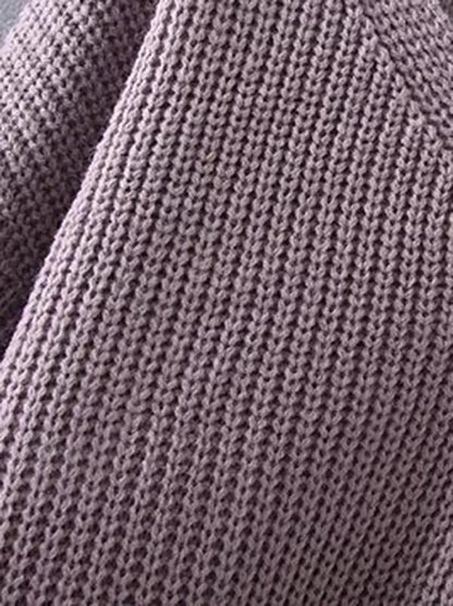 Solid Color V-Neck Split Joint Zipper Sweater