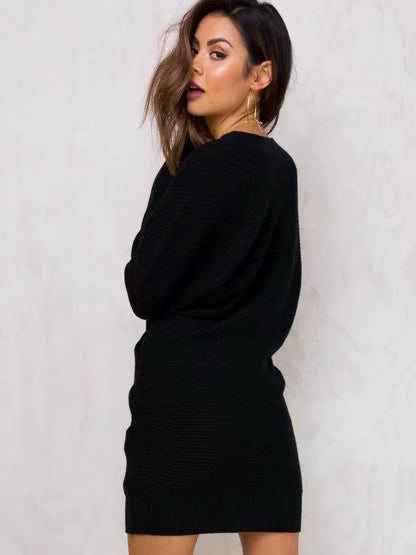 Knitting V-Neck Long Sweater Tops