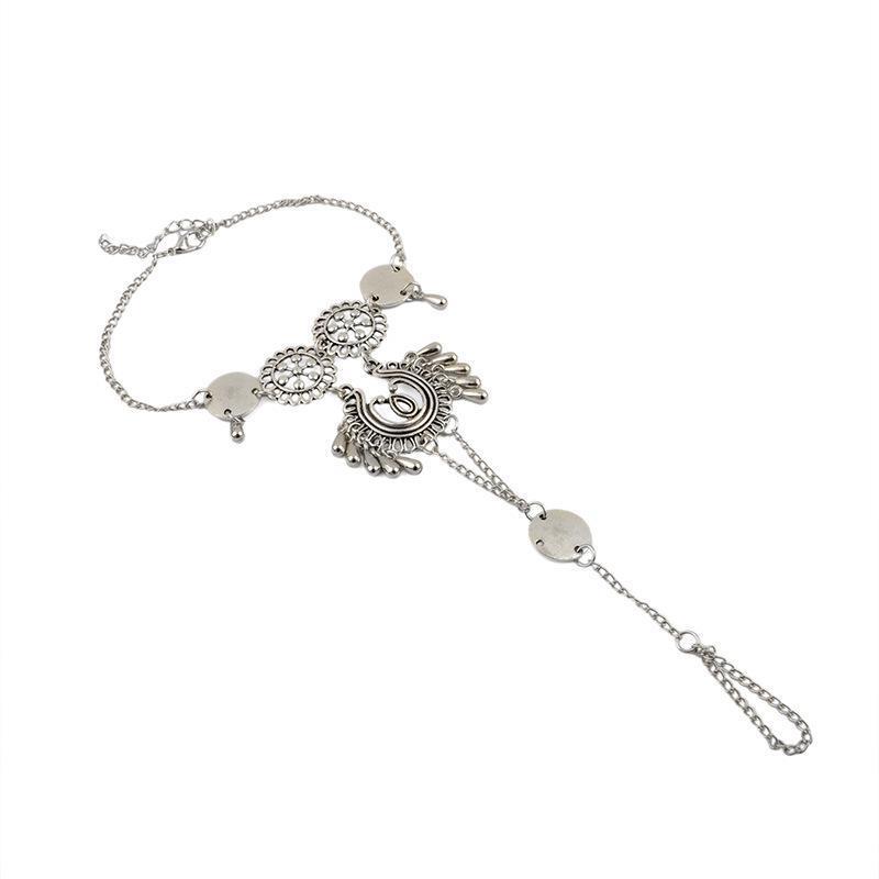 Vintage Exaggerated Ethnic Style Hollow Drip Carved Metal Beach Anklets Dripping Footstool