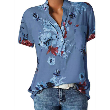 Fashion Women Blouses Printing Pocket Plus Sizeshort Sleeve Tops