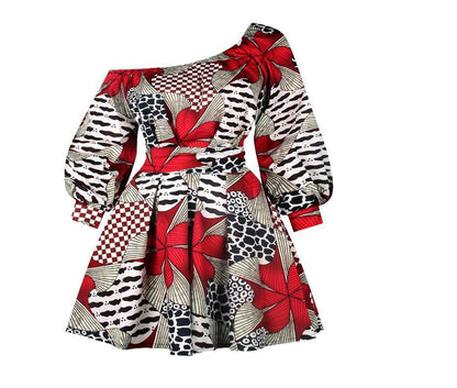 Hot Sale Sexy Africdresses For Women African Print Clothing One Shoulder Dress