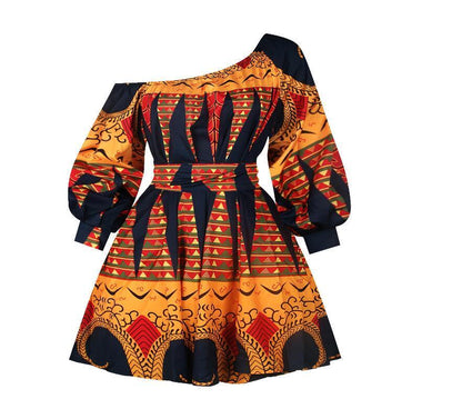 Hot Sale Sexy Africdresses For Women African Print Clothing One Shoulder Dress