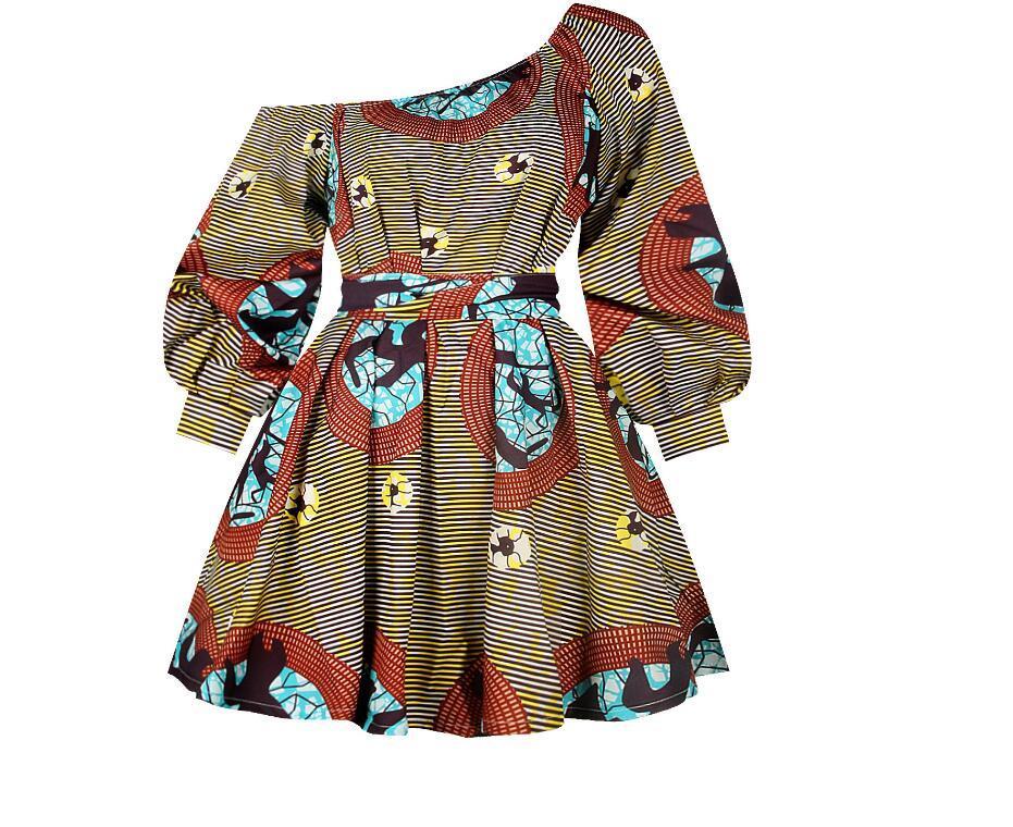 Hot Sale Sexy Africdresses For Women African Print Clothing One Shoulder Dress