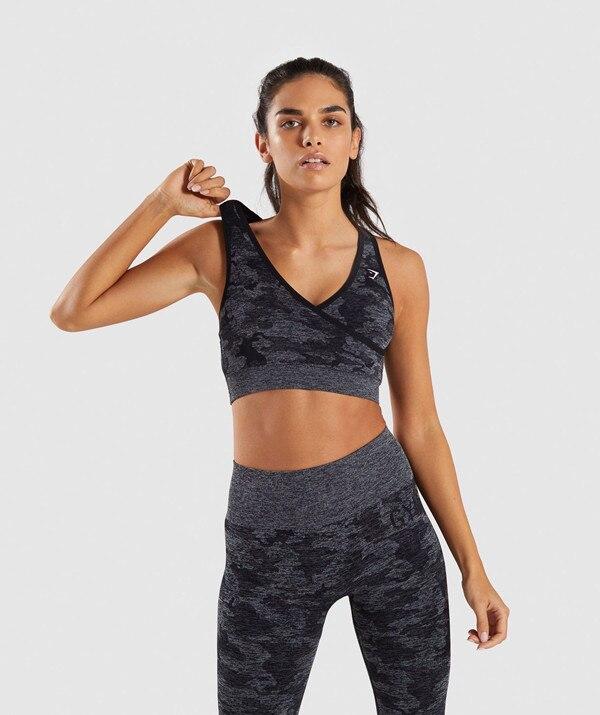 Running Gym Camouflage Outwork Sexy Seamless Sport Bra New Summer Fashion High Stretch Women Quick Dry Padded Top Fitness