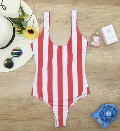 Women Sexy Bikinis Sets One Piece Striped Swimsuit
