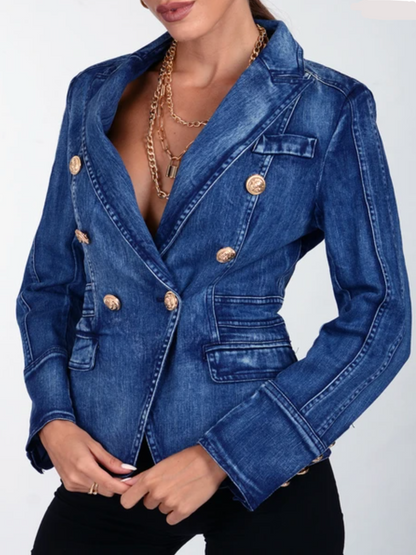 Margot Denim Double-Breasted Blazer
