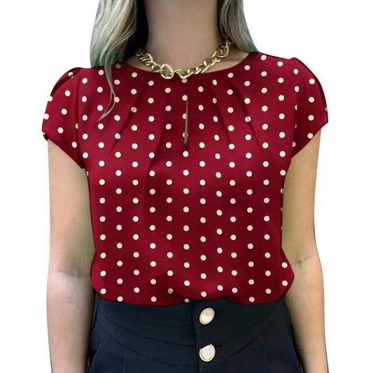 2024 Summer Tunic Tops Zanzea Women Short Sleeve Polka Dots Blouse Work Holiday Shirt Casual O Neck Blusas Female Chemise Mujer