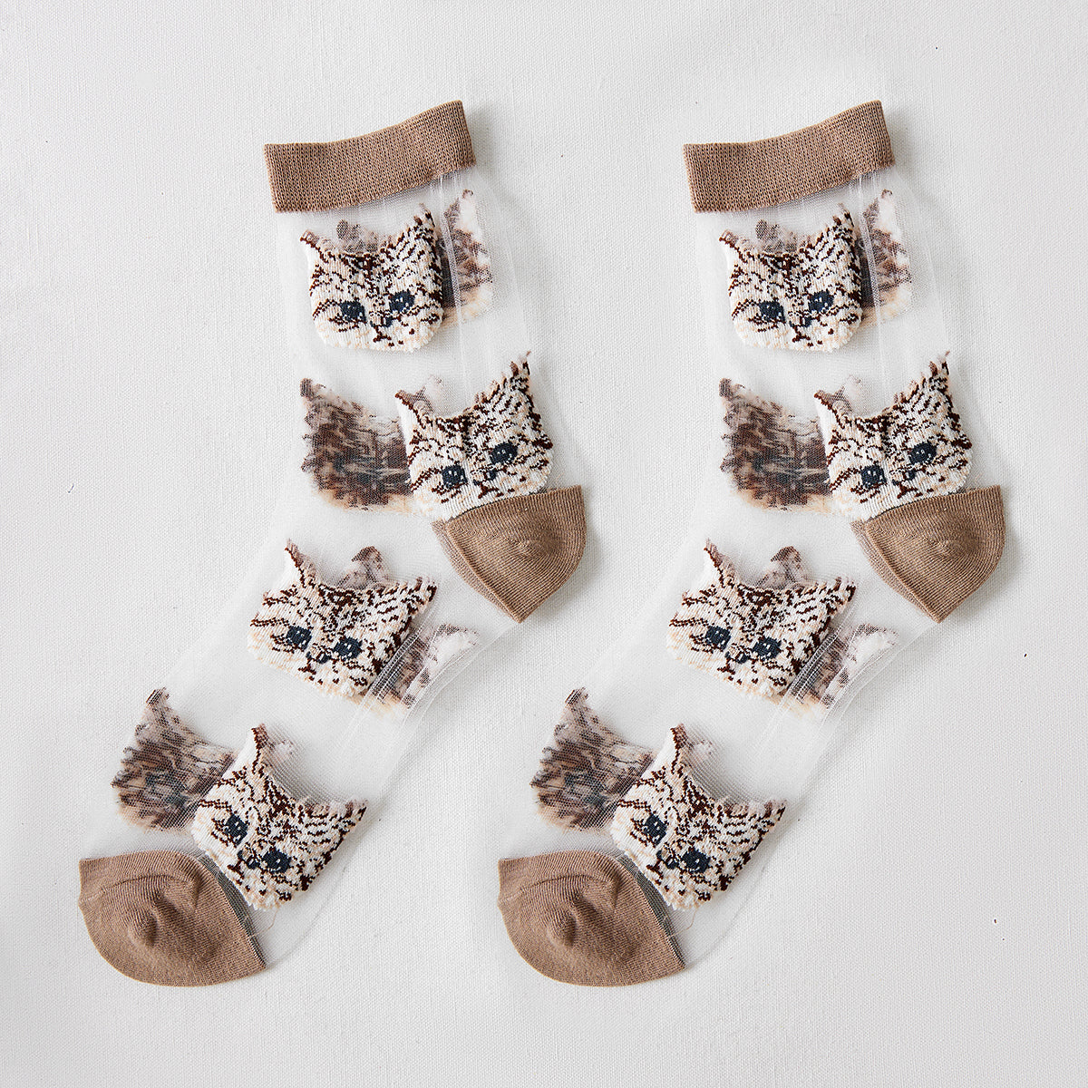 Rufia – Sheer Cat Pattern Ankle Socks | Lightweight &amp; Breathable