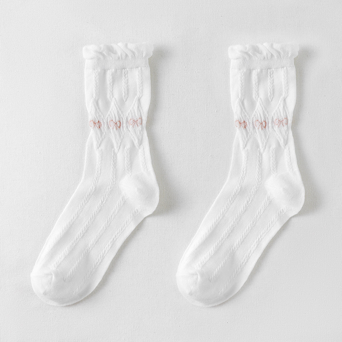Rufia - White Rolled Edge Socks for Women