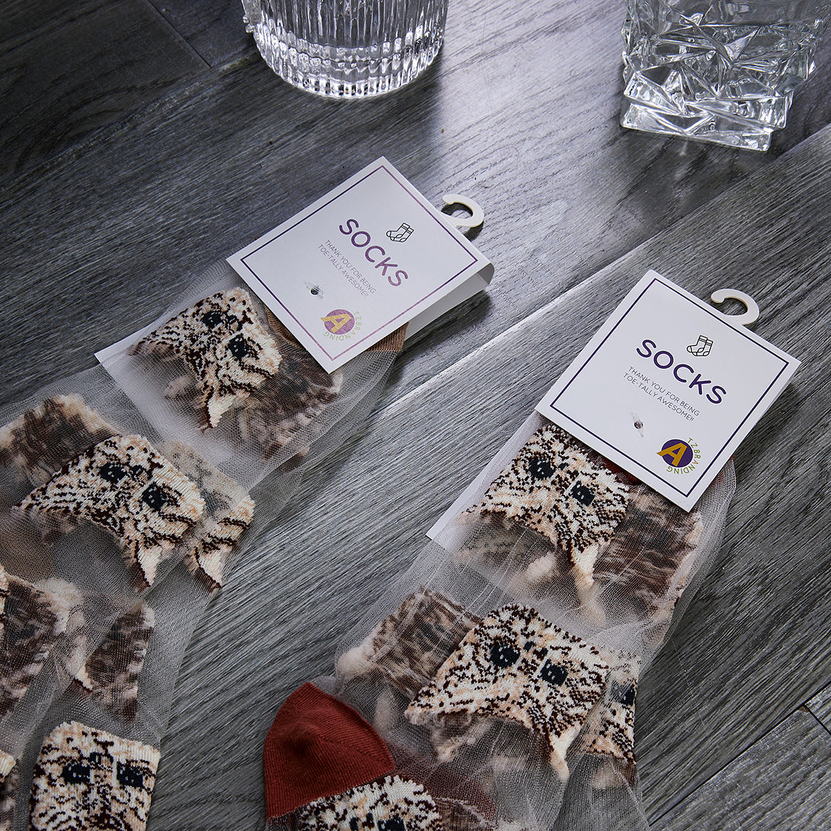 Rufia – Sheer Cat Pattern Ankle Socks | Lightweight &amp; Breathable