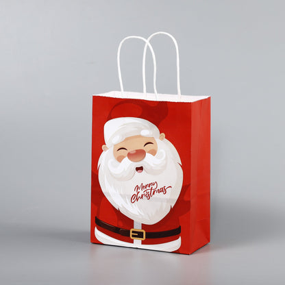 Christmas Kraft Paper Gift Bag With Printed Designs