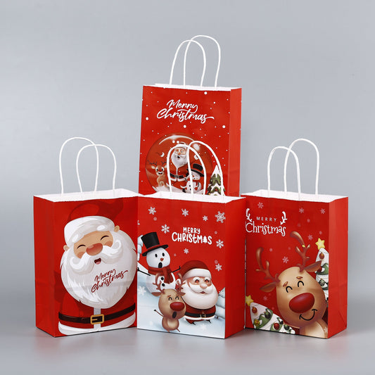 Christmas Kraft Paper Gift Bag With Printed Designs