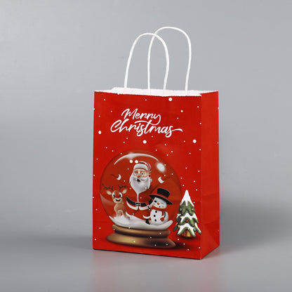 Christmas Kraft Paper Gift Bag With Printed Designs
