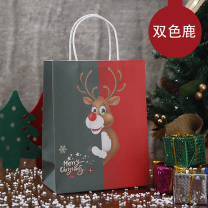 Christmas Kraft Paper Gift Handbag With Festive Designs