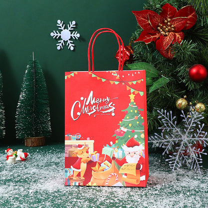 Christmas Kraft Paper Gift Handbag With Festive Designs