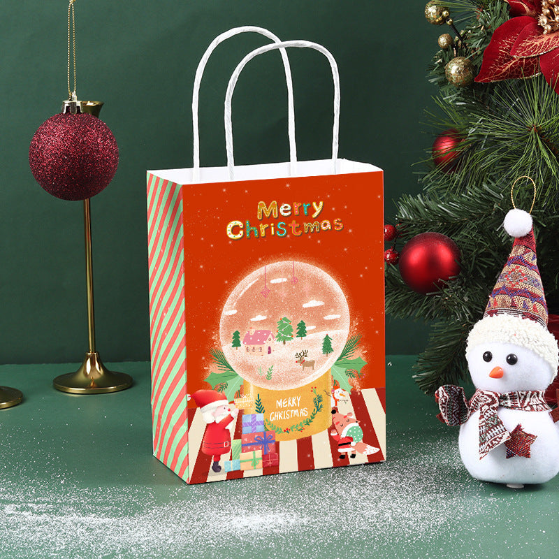 Christmas Kraft Paper Gift Handbag With Festive Designs