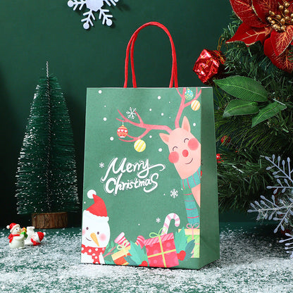 Christmas Kraft Paper Gift Handbag With Festive Designs