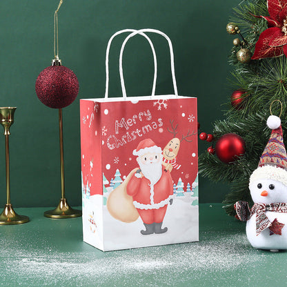 Christmas Kraft Paper Gift Handbag With Festive Designs