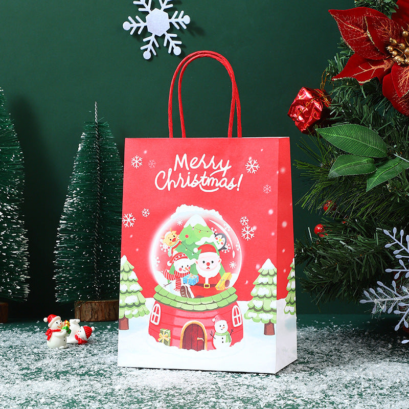 Christmas Kraft Paper Gift Handbag With Festive Designs