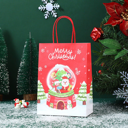 Christmas Kraft Paper Gift Handbag With Festive Designs