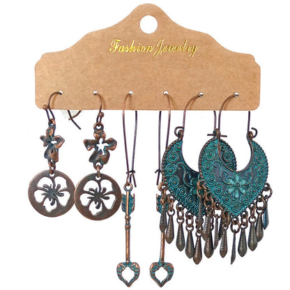 Trendy Water Drop Tassel Earrings Alloy Jewelry Set