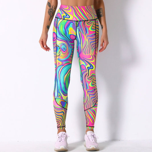 Comfortable Breathable Digital Print Yoga Pants High Waist Slim Sports Leggings