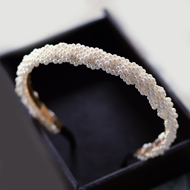 Trendy Bridal Pearl Beaded Hairband for Weddings