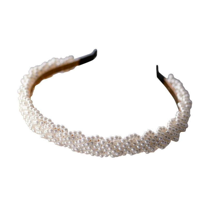 Trendy Bridal Pearl Beaded Hairband for Weddings