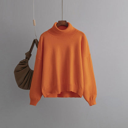 Solid Color Turtleneck Loose Sweater