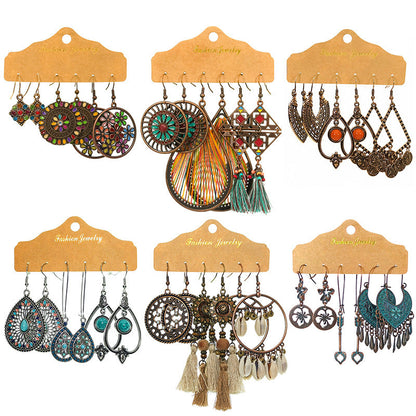 Trendy Water Drop Tassel Earrings Alloy Jewelry Set