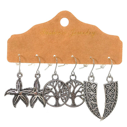 Trendy Water Drop Tassel Earrings Alloy Jewelry Set