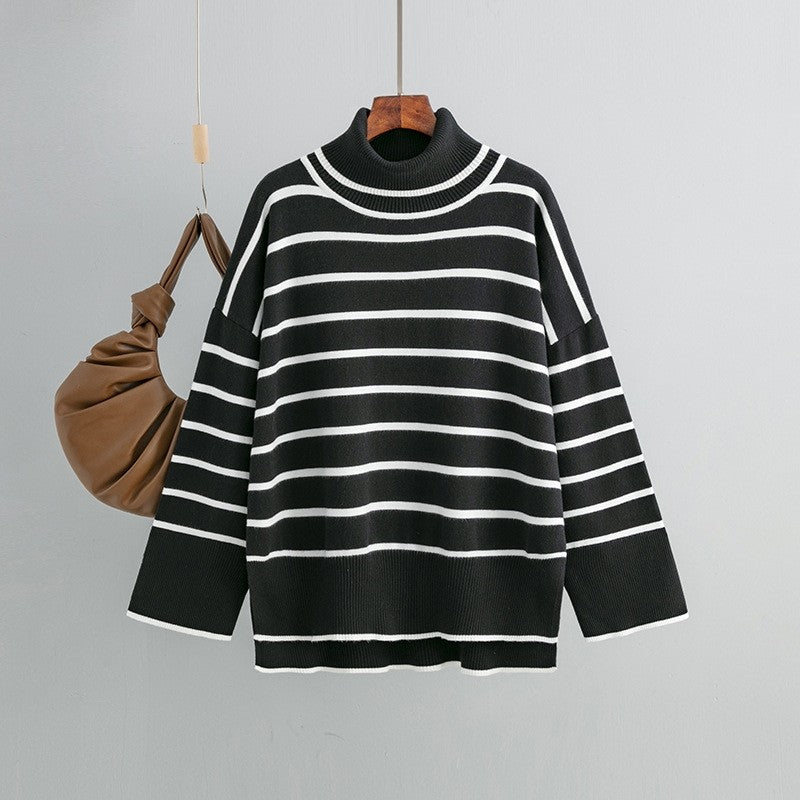 Turtleneck Loose Striped Loose Sweater