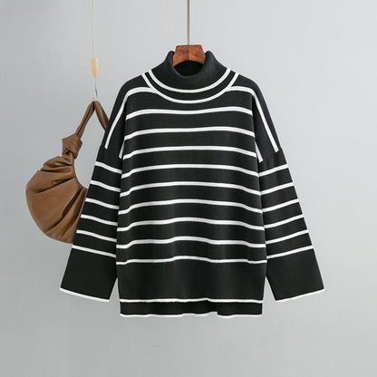 Turtleneck Loose Striped Loose Sweater