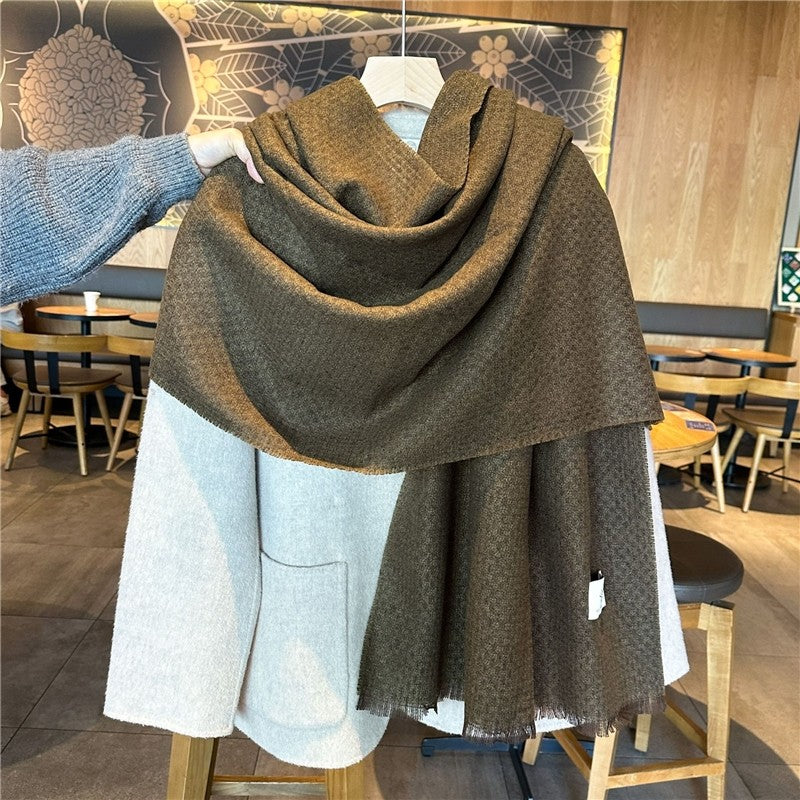 Plaid Fringe Warm Scarf