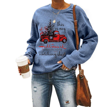 Printed Round Neck Long Sleeve Sweater
