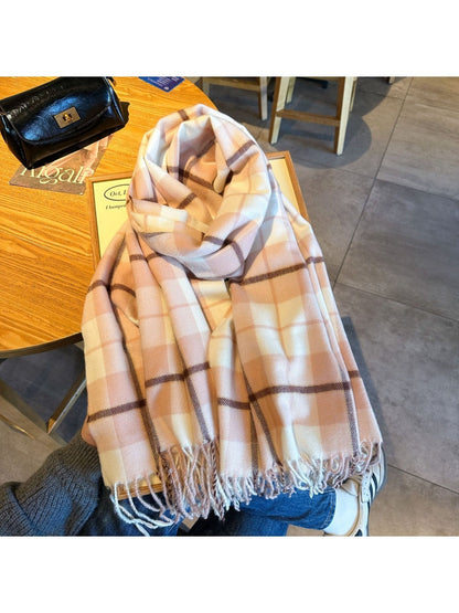 Scarvii - Chunky Plaid and Color-Blocking Winter Scarf for Women