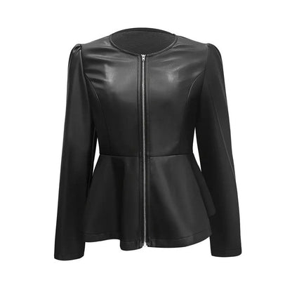 Fleece Lined Short Leather Blazer Jacket
