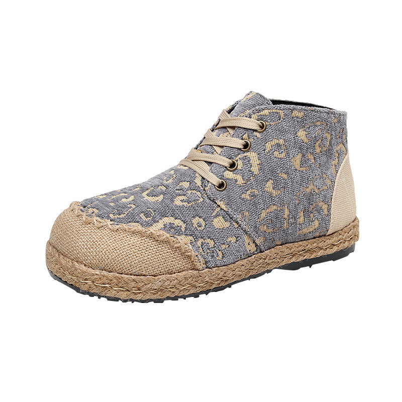 Autumn And Winter Ethnic Style Cotton And Linen Shoes Women'S Blow-Bottom Round Toe Women'S Casual Cloth Shoes