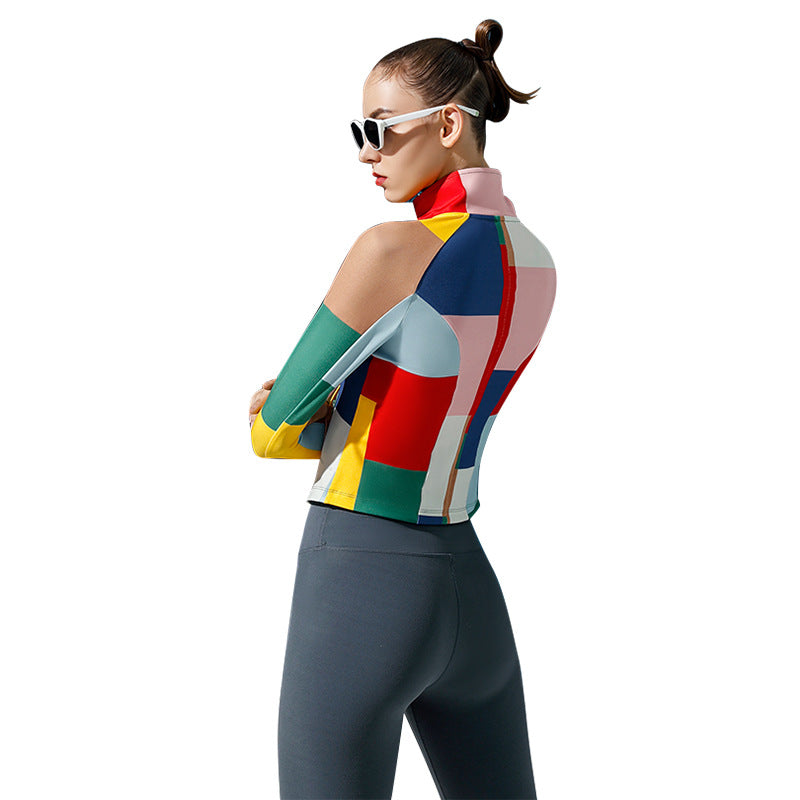 Maya Colorful Yoga Jacket Women Zipper Cardigan Morning Run Fitness Fashion Sports Jacket