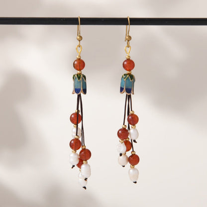 Earwish - Vintage Classic Beaded Long Fringe Earrings - Elegant &amp; Chic