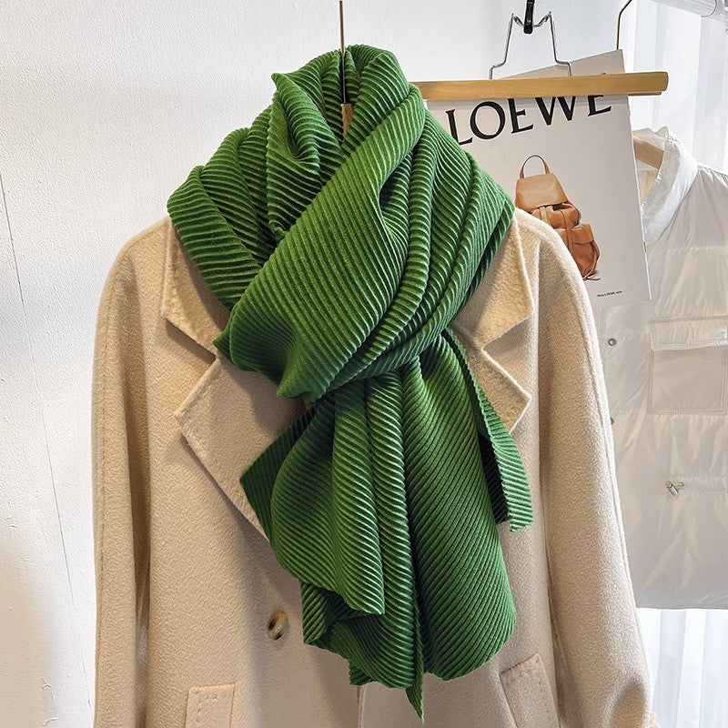 Multifunctional Solid Color Scarf With Pleats