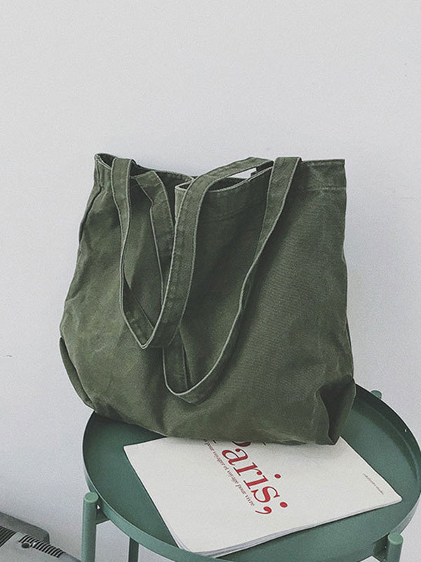 Simple Solid Color Canvas Bag