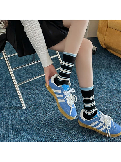 Rufia - Color-Block Crew Socks - Trendy &amp; Seamless