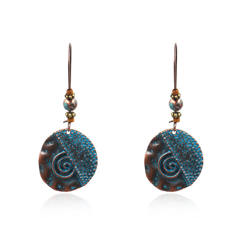 Fashionable Retro Round Flower Drop Earrings for Women