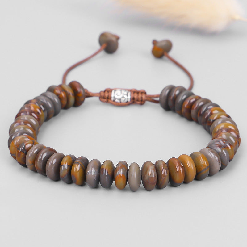 Bracelet Bamboo Leaf Stone Abacus Beads Beaded Vintage Silver Jewelry Creative Pull-Off Bracelet Woman