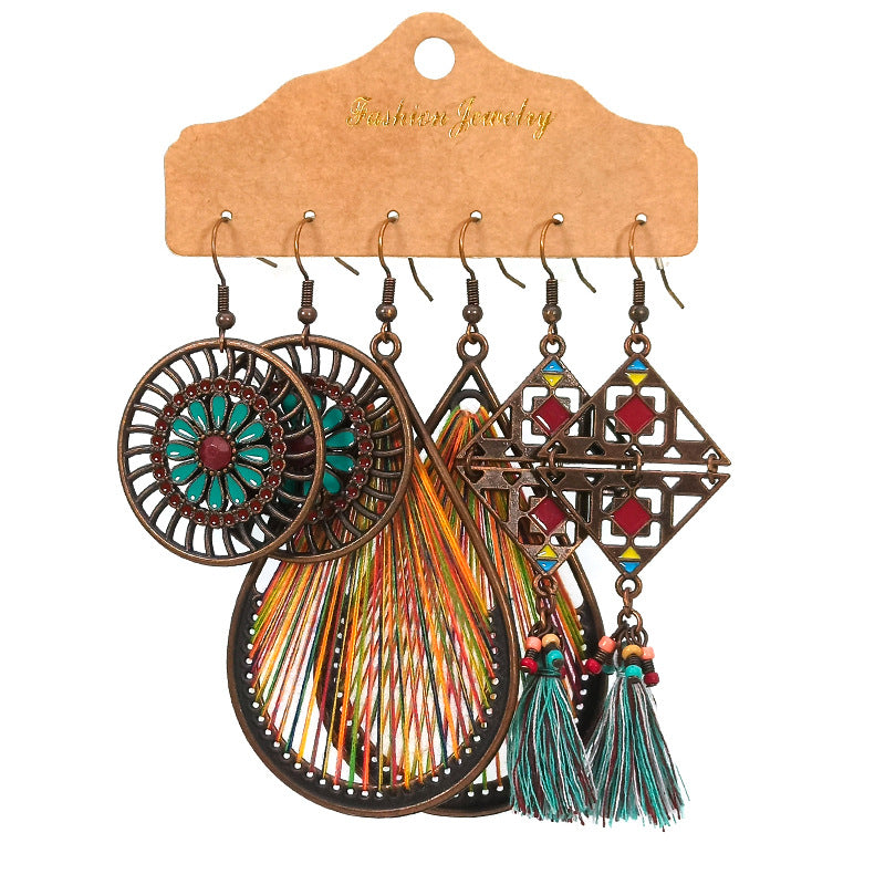 Bohemian Tassel Earrings Set Vintage Style Fashion Jewelry