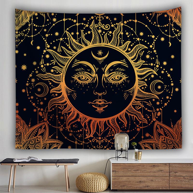 Datura Moon Sun Bohemian Background Cloth Bedroom Home Hanging Cloth Tapestry